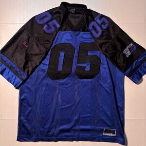 Vtg Fubu Sport Embroidered Blue Football Jersey 05 Y2K Hip Hop Streetwear Men XL